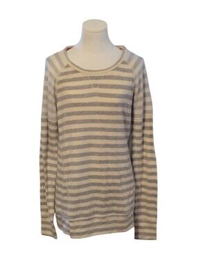 A Pea In The Pod Vintage Striped Gray Cream Long Sleeve Sweater Size Small